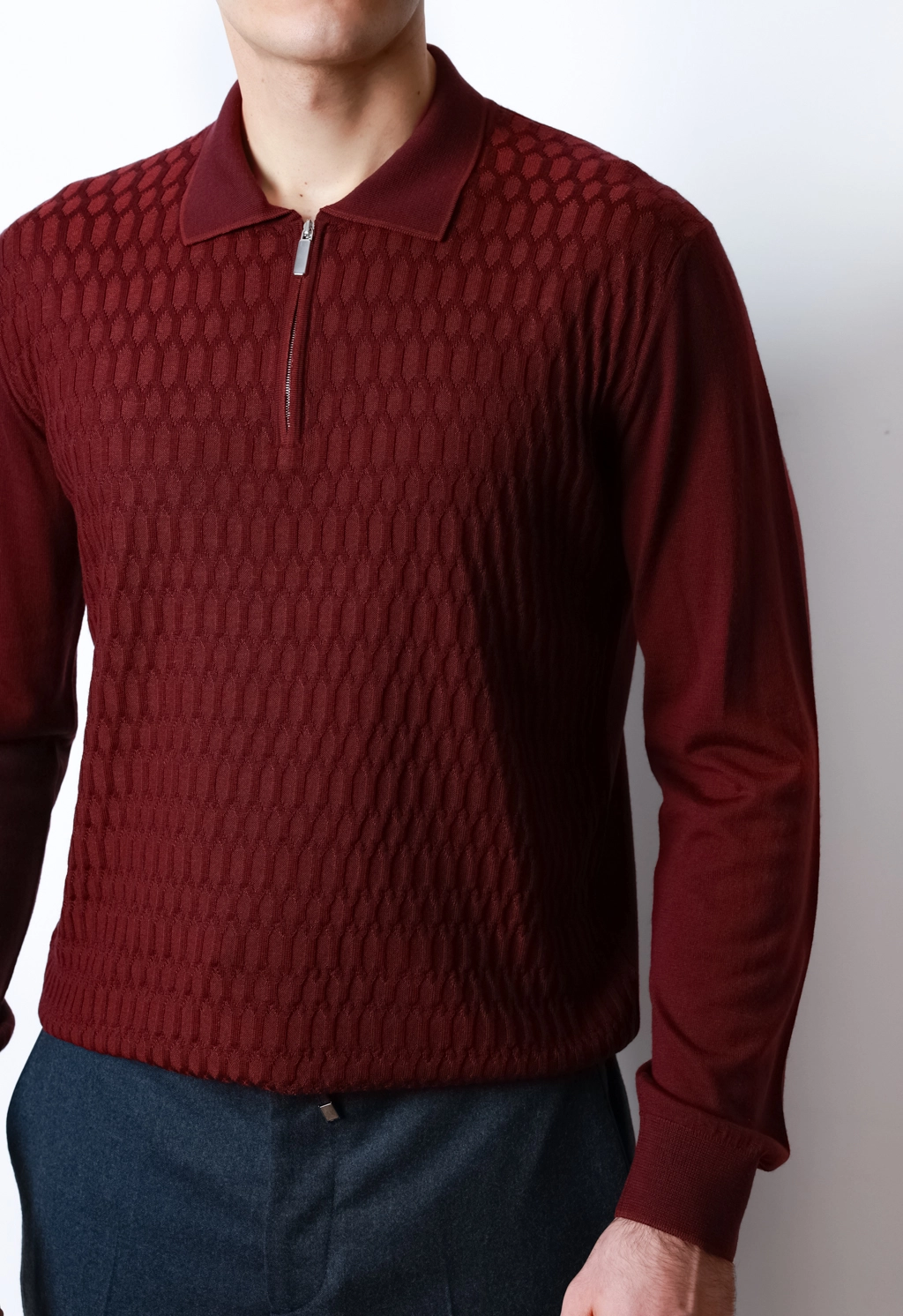 Чоловіче поло з довгим рукавом Rosso di Cerami - Зображення 4