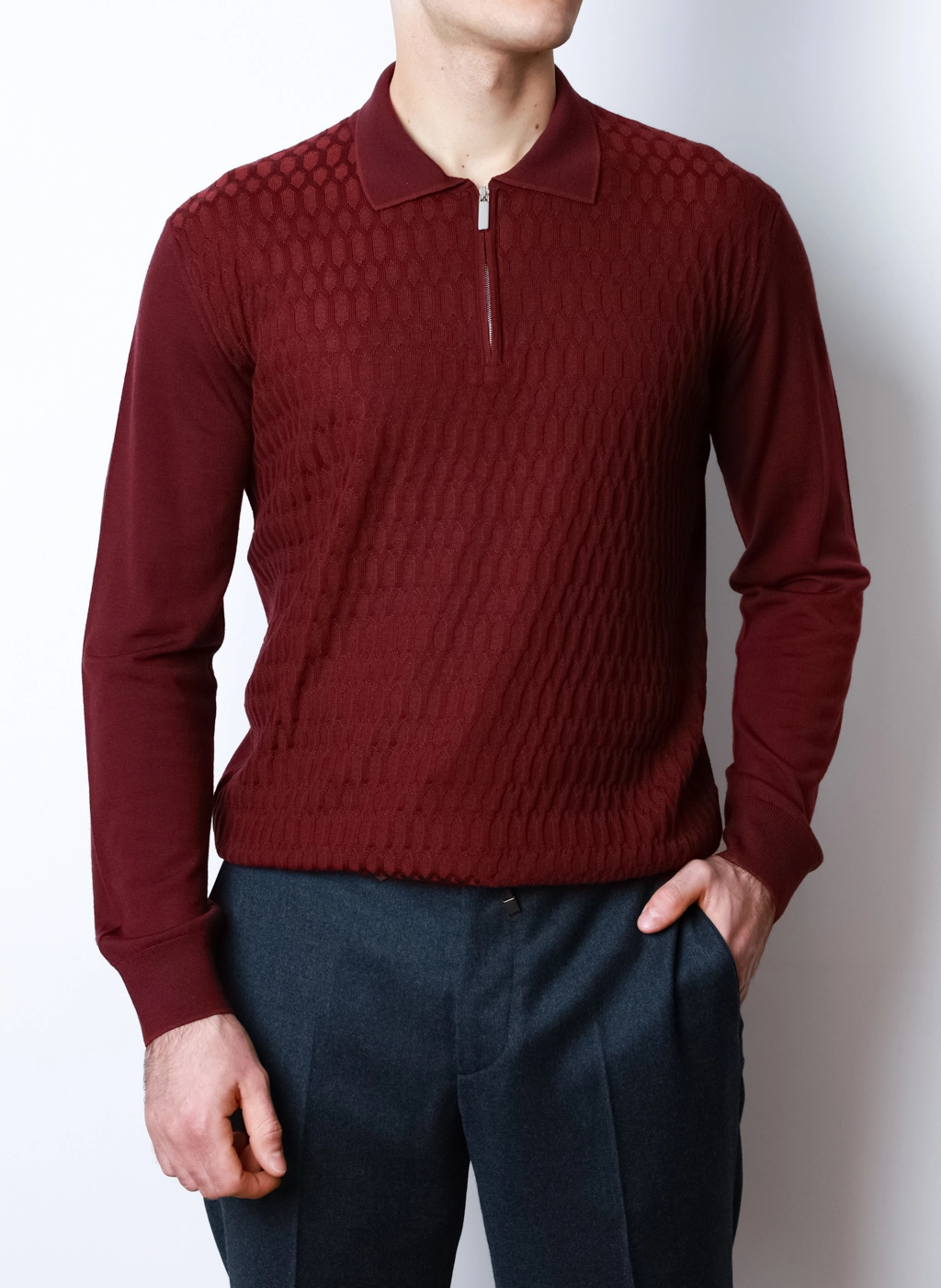 Чоловіче поло з довгим рукавом Rosso di Cerami - Зображення 3